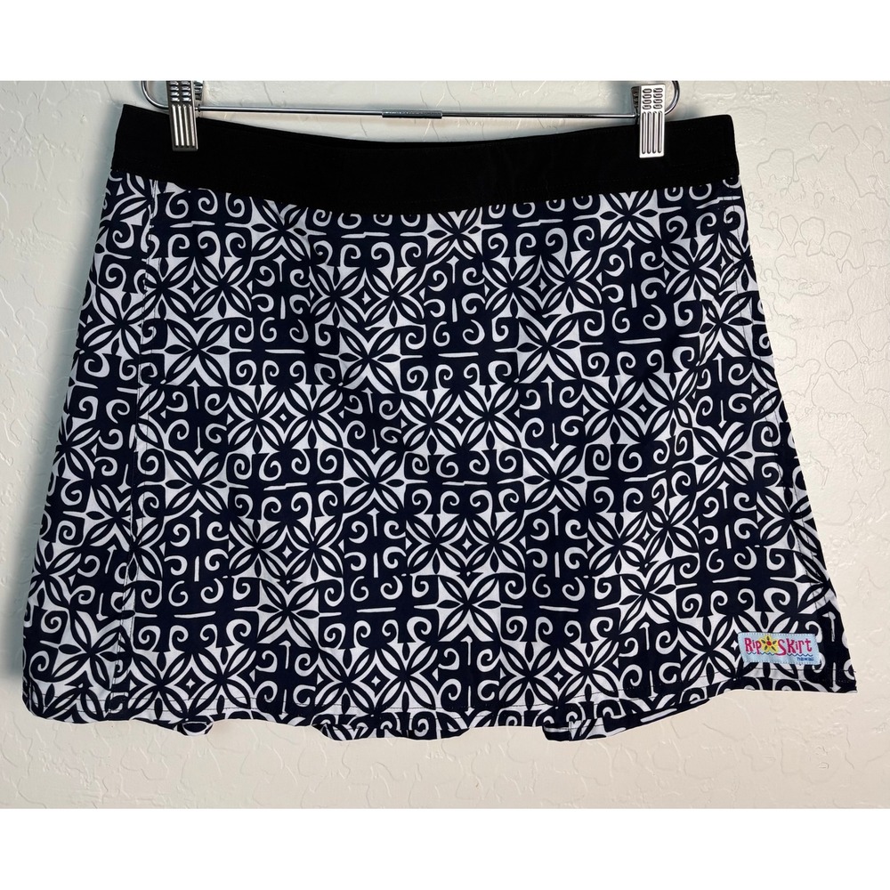 RipSkirt Hawaii Medium Black White Geometric Wrap Skirt Athletic Beach 2280